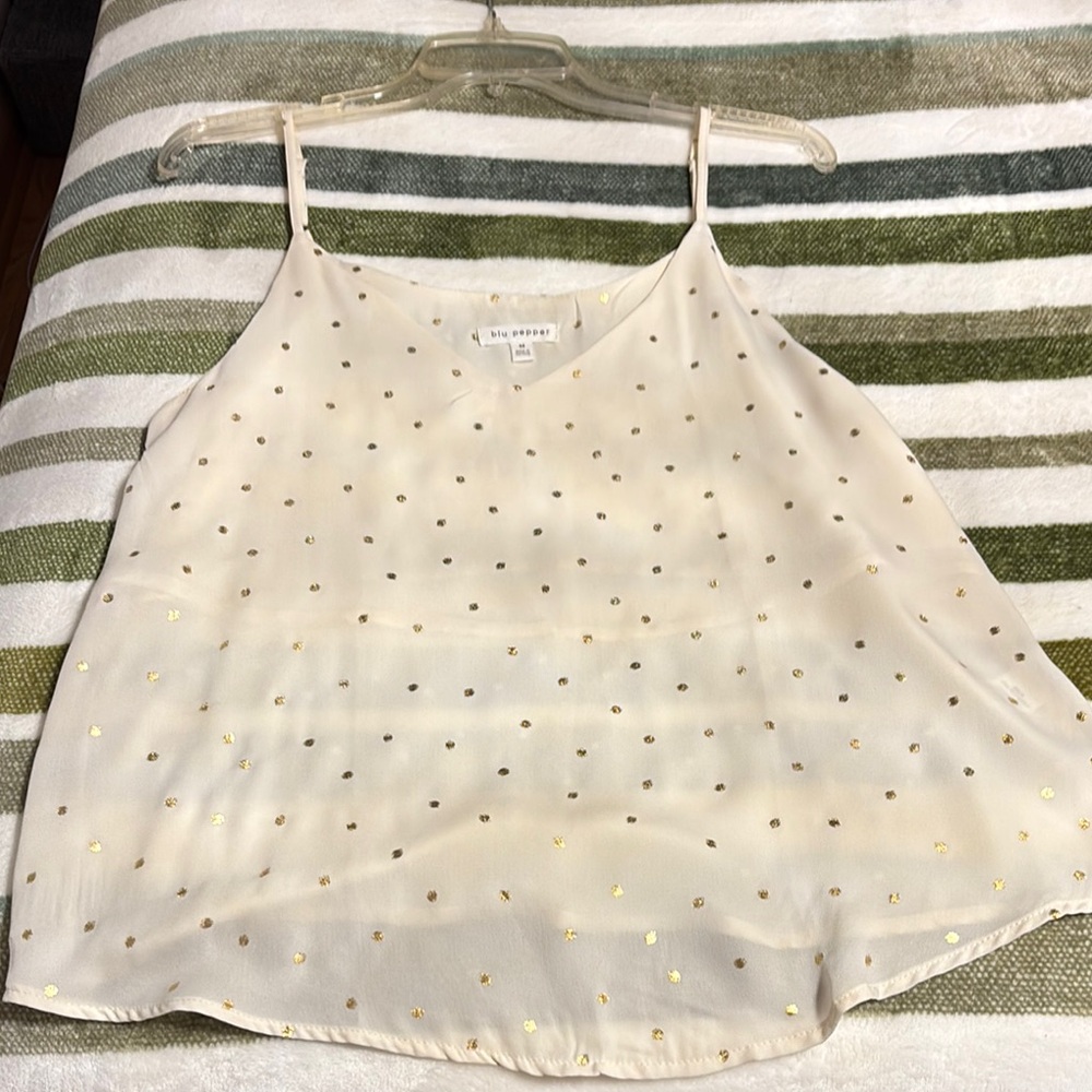 Blu Pepper Cream and Gold Sequin Camisole